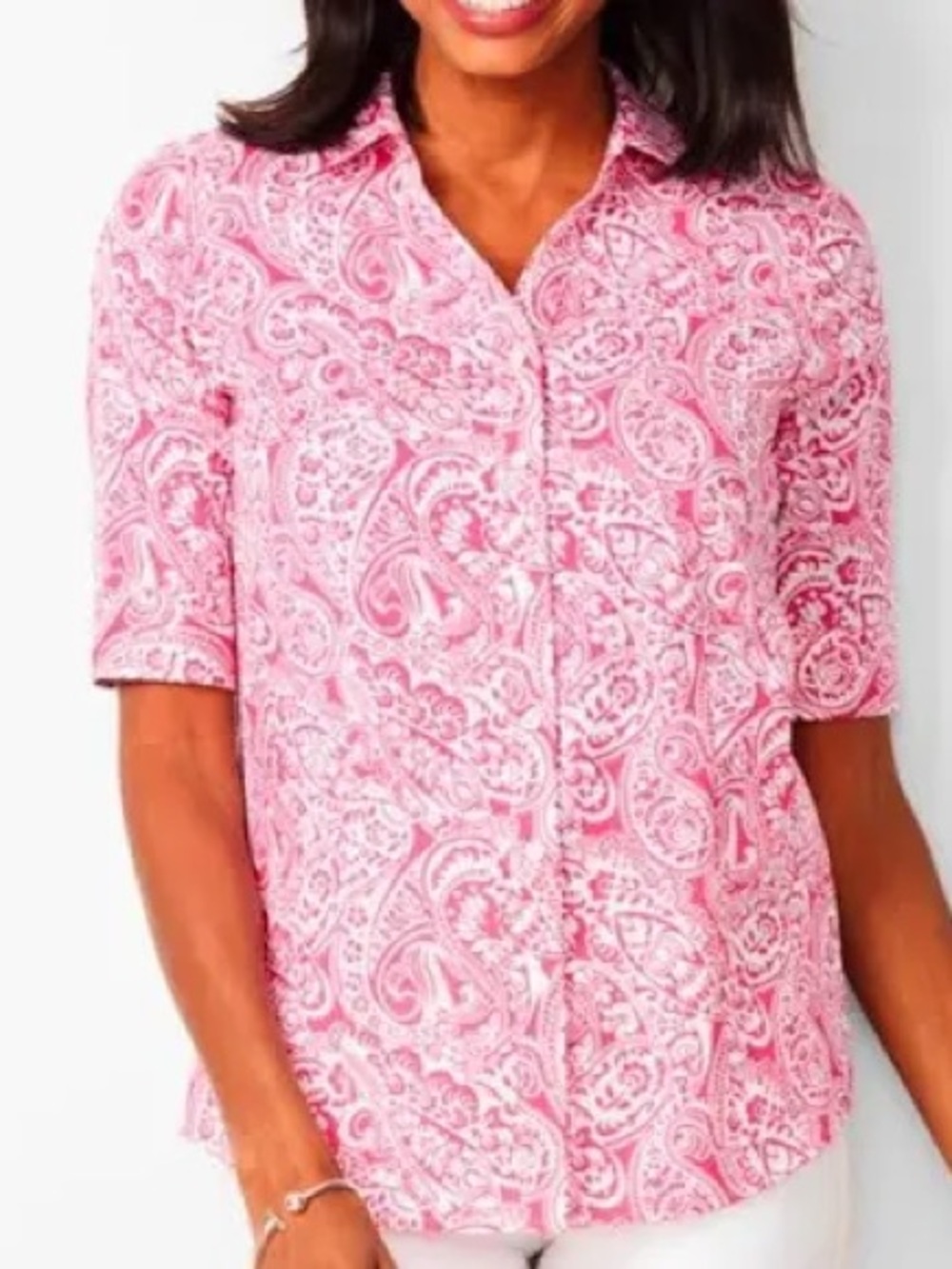 White Stag: XXL, Pink Paisley Button-Up Top